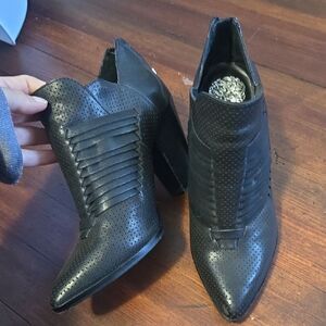 Vince Camuto Black Perforated Heeled Boots